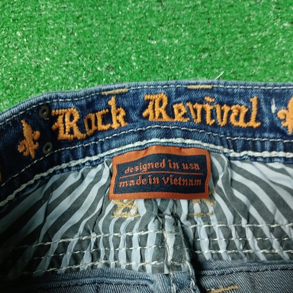 Rock Revival Jeans Womens 26 Vien Easy Crop Low Rise Stretch Faded Rhinestone - Picture 6 of 8